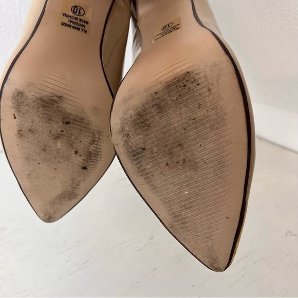 Shiekh nude faux patent ultra high heels gold tone toe plate 10 - Picture 7 of 12